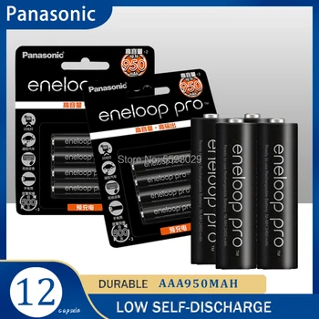 12pcs Oriģinālā panasonic Eneloop Pro AAA baterijas 950mAh 1.2 v niķeļa metālhidrīda elektronisko instrumentu prerechargeable akumulators