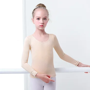 Pliks Baleta Apakšveļa Bērnu Deju Vingrošanas Apģērbu Ar Garām Piedurknēm Top Krekli Mīksto Microfiber Ķermeņa Veidošanā Siltāks Elastīgs Bodysuit 